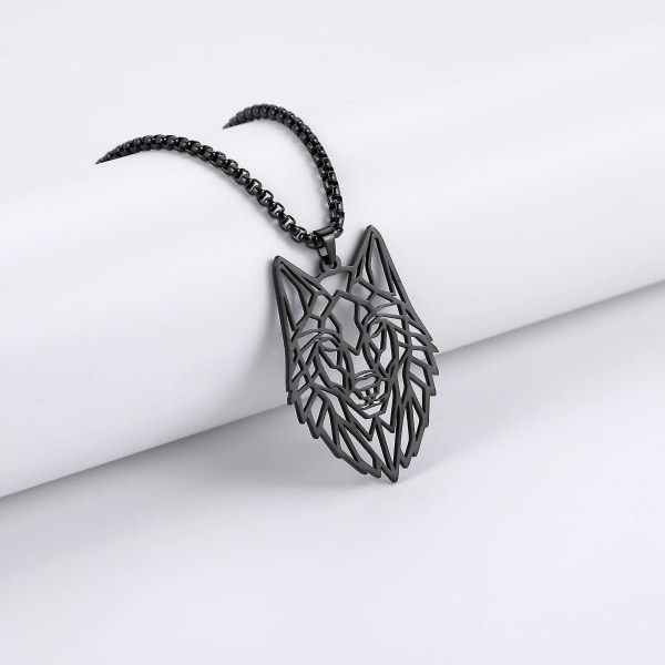 Minun muotoinen susi kaulakoru miehille naisille 316l ruostumaton teräs kaulakoru herraketju muoti eläin mies kaulakoru punk korut lahjat L-Silver Color