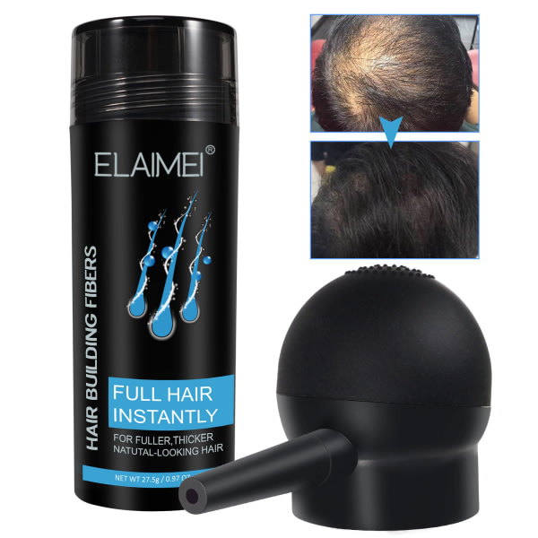 Hårfibrer för tunnare hår med Spray Natural Formula Tjockare fylligare hår Black