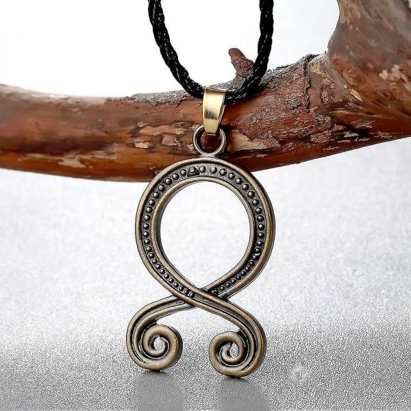 Trollkors Halsband för män Svart Läder Vikingar Skydd Pagan Norse Hänge Svensk Folklore Amulett Smycken Present Röd-brun