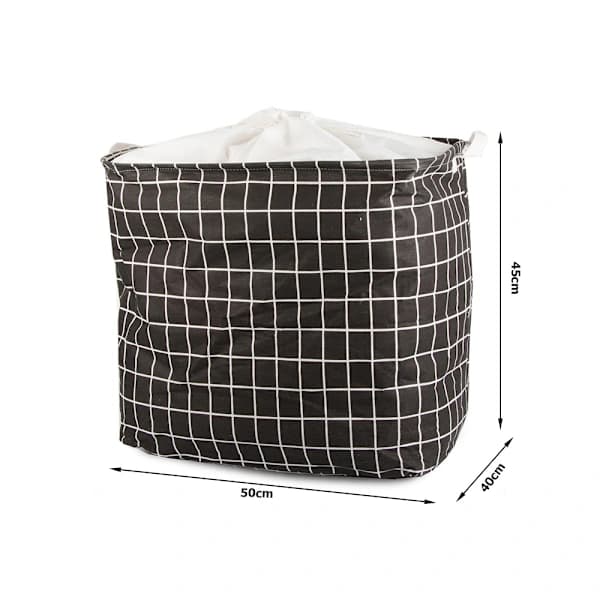 Foldable Laundry Basket - 90L Black (Checkered) Black (Checkered) Svart (Rutig)