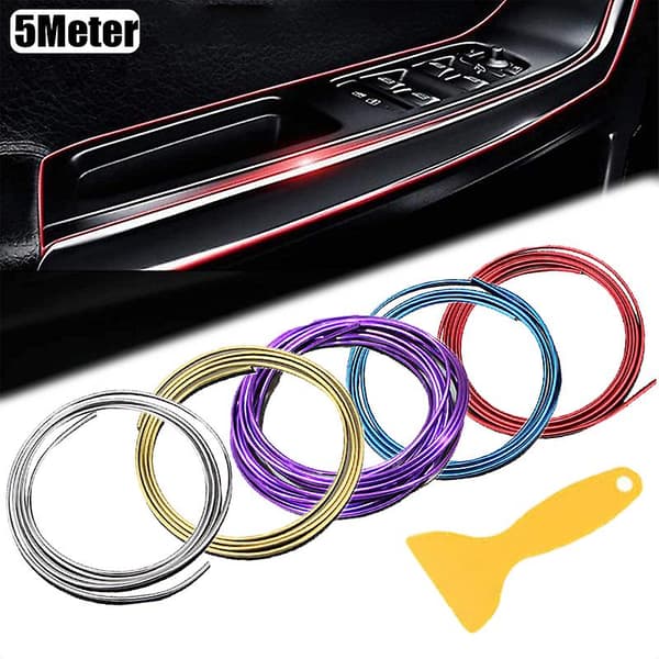 5m Universell Dekorlist Dörrspringa DIY Bil Styling Instrumentbräda Luftutsläpp Flexibla Biltillbehör Interiör| | Silver Silver