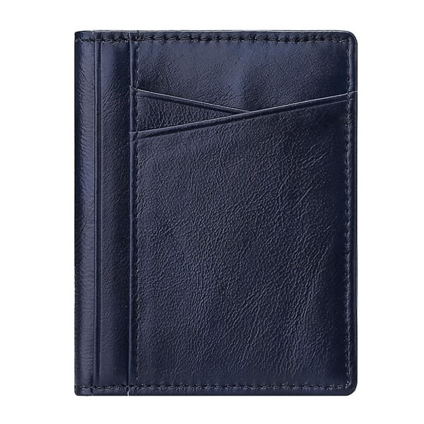 Män Kvinnor Smal Kreditkortsfodral Case Liten läderplånbok med ID-fönster, 8,5*10,5 cm blå