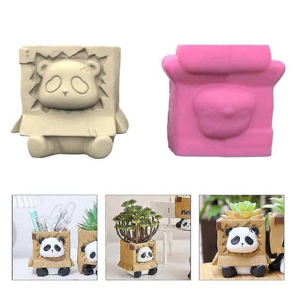 DIY Vaseform Betonforme Blomsterpotter Silikoneforme Siddende Panda Formet_tfrf