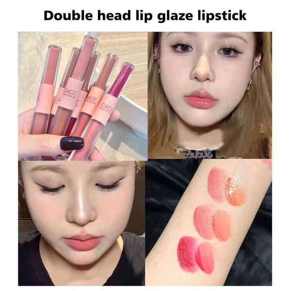 Dobbelthovedet Lip Glaze Moisture Light Mirror Lip Gloss Creamy T 05# Frokostpause 1,5g+1,5g