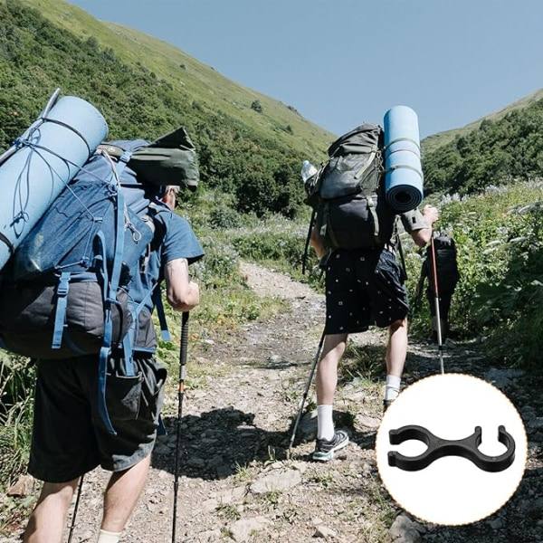 CDQ Klämma för vandringsstavar, 6 st Walking Stick-tillbehör Dubbla stångspänne för utomhusvandring camping