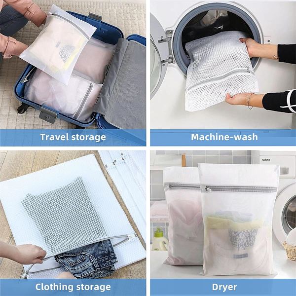 3-pack 10x12 tum Nätpåsar för Delikat Tvätt, Strumpor, BH, Masker, Babykläder
