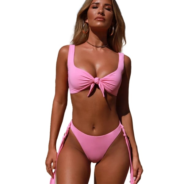 CDQ Sexig bikinibaddräkt för kvinnor med rutigt print , knytband framre stringtrosa