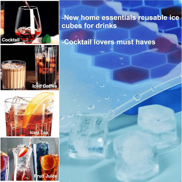 Ice Cubes - Ice Cube Tray - with - Lid - Ice Cube Mold - Ice Cube Makers - Silicone Ice Cube Molds - Kitchen Accessories - Ice Molds