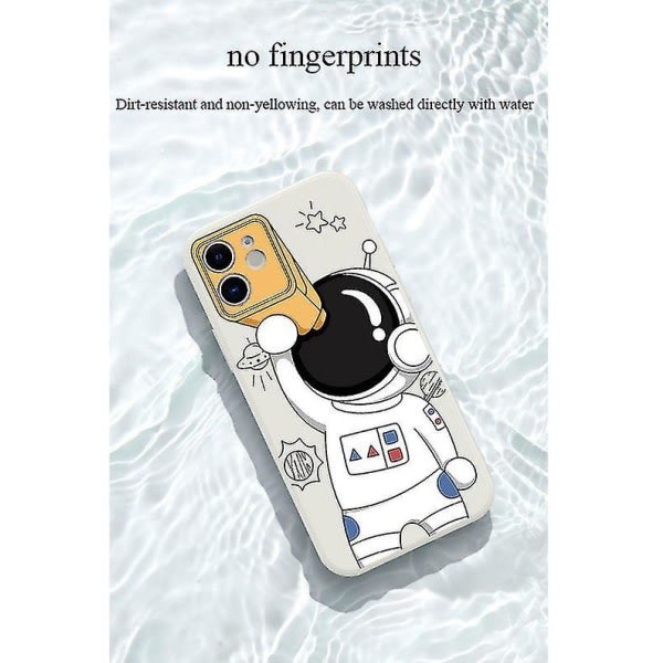 Case för iPhone 13 Astronautmönster Stötsäkert Mjukt Flytande Case VIT iphone13