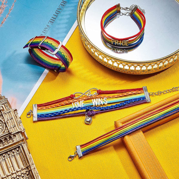 4 delar regnbågsarmband regnbågskärlek armband pride armband pride handgjorda armband regnbågsnylon