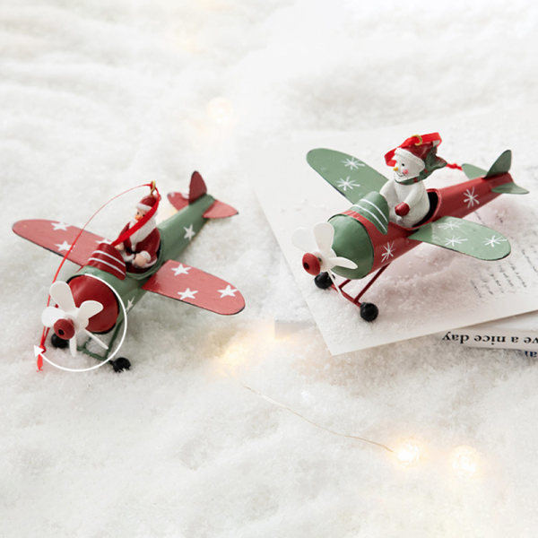 Retro järn julhänge Santa Claus flygplan julgran A onesize