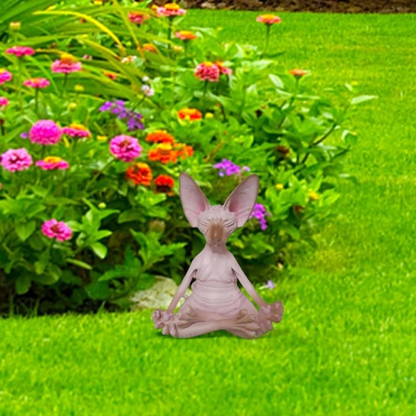 Resin Cat Statue Zen Yoga Cat Staty Trädgårdsinredning utendørs