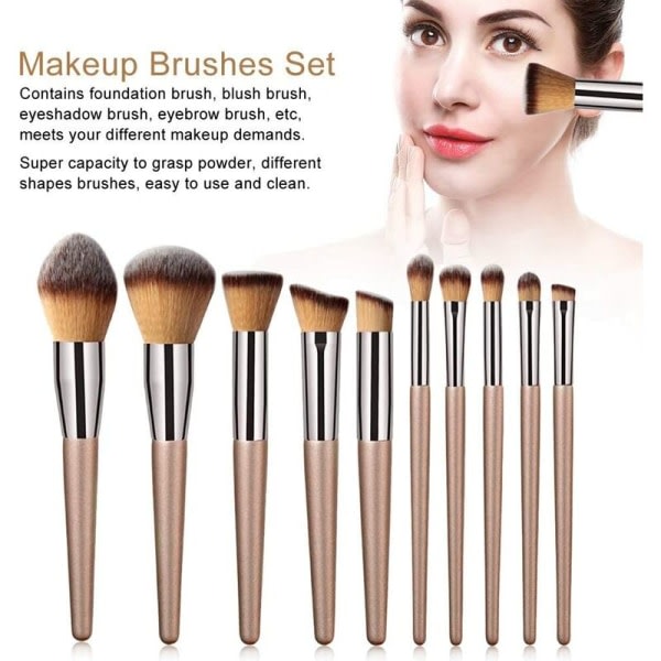 Sminkborstar Guld Makeup Brush Set Kosmetiska borstar guld- 14grenOPP
