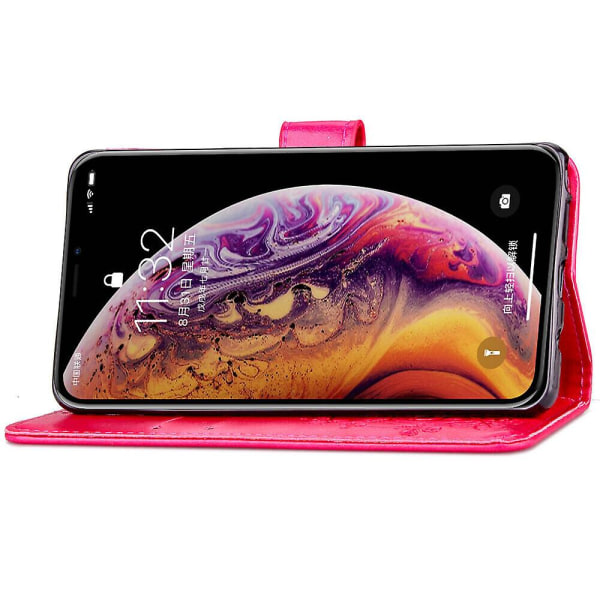 Veske til Iphone Xs Max Cover Plånbok Clover Präglat beskyttende läder Telefonveske Magnetisk - Rose Red C3 A