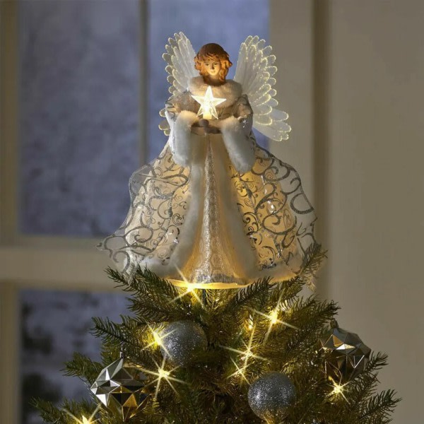LED ängel julgran topp stjärna jul ängel ängel julgransprydnader julgran topp dekoration ljus ängel fe figur ornament