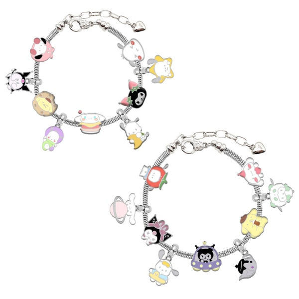 Tecknat armband Berlocker Anime Kawaii metallpärlor gör kit DIY A6