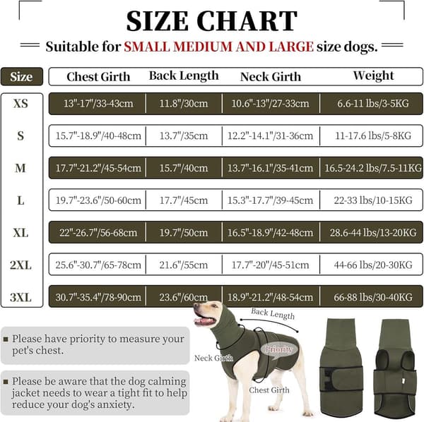 Anxiety Relief Vest for Pets - Protection Against Thunderstorms and Fireworks - Velcro Adjustable Design - Blue, Size L