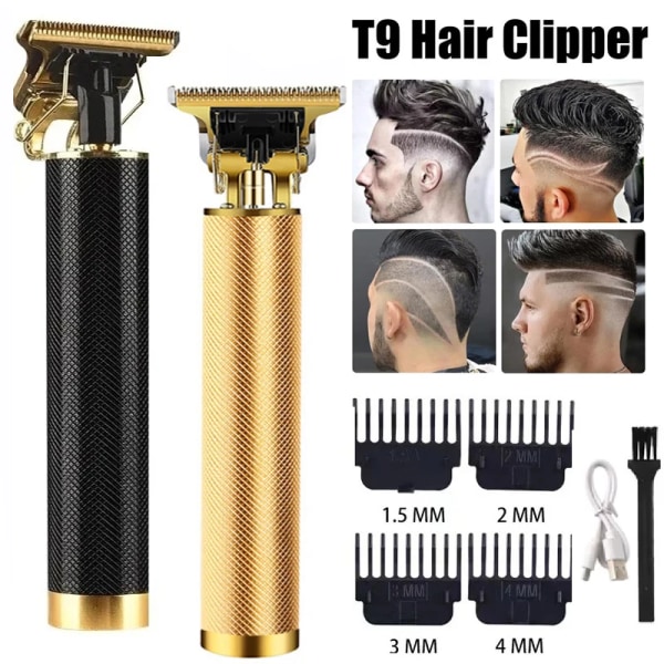 Elektrisk hårtrimmer för män, trådlös hårklippningsmaskin, rakapparat, frisör, hårklippning, uppladdningsbar, vintage T9 skäggtrimmer 060-BlackDragon