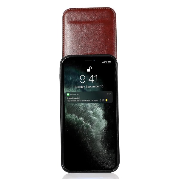 For Iphone 13 Pro Max kortplasser Telefon Kickstand Case Pu Läderbelagd Tpu Cover Brun