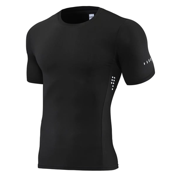 Enfarvet t-shirt til mænd kortärmad træning Black S zdq