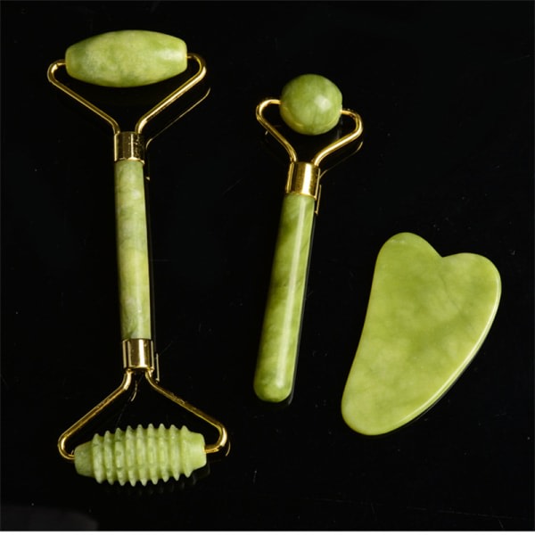 CDQ Face Body Massager Naturlig Jade Stone Roller Ansiktsmassage också