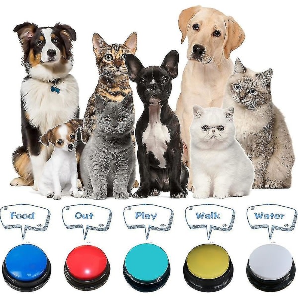 Hundknappar for kommunikasjon Röstopptaksbara knappar Hund for ord og svarsknappar for hundeoverføring av 5 st zdq