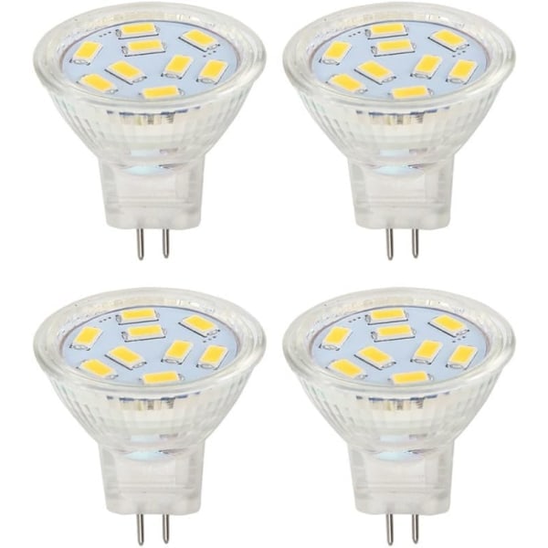 LED MR11-pærer 2W 12V, GU4 Varmhvid 3000K, 20W Halogenækvivalent, MR11 G4/GU4.0 LED-pære (4-pakning)
