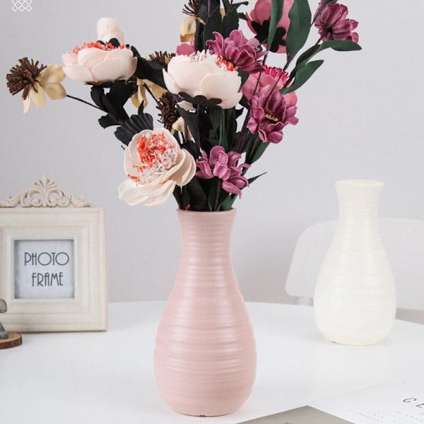 Höftplastvas 20 cm x 10,5 cm Imitation Keramisk Blomvas och Plastblomvas för Heminredning, Blå