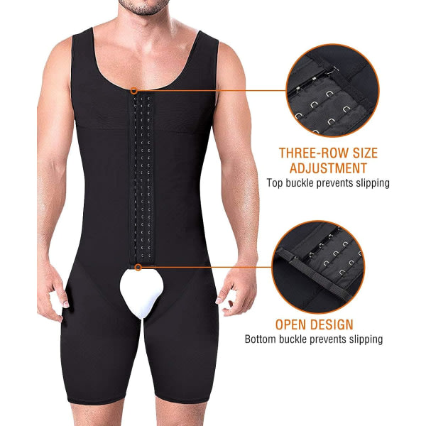 Män Shapewear Full Body Shaper Kompression Slimming Mage Control Body (1 st-svart) zdq
