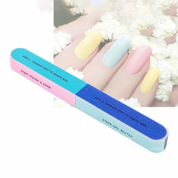 2 st 7-vägs nagelfil & buffertblock, Unisex, Flerfärgad