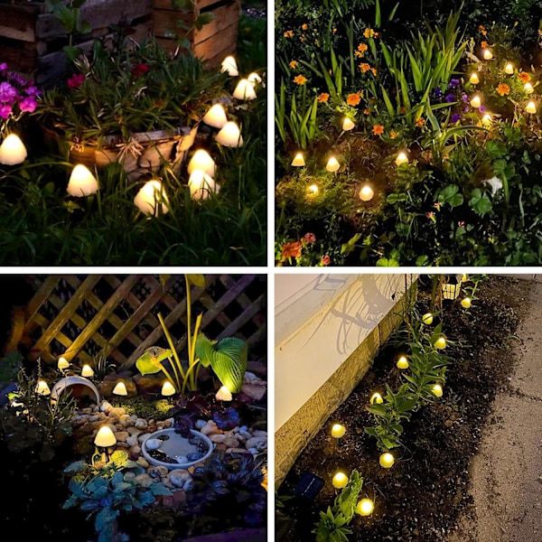 Solcelle-svampelamper til udendørs brug, 20 LED 11 meter Solcellelyskæder Vandtætte, 8 tilstande Solcellebelysning til have, terrasse, gårdhave, dekoration Warm White