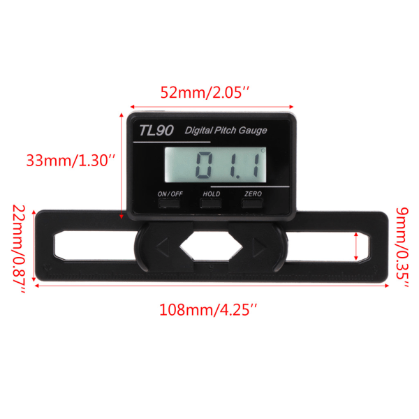 SQBB LCD-skjerm Digital Pitch Gauge Skruv Pitch Gauge for w/ Gyro Sensor for RC-fly