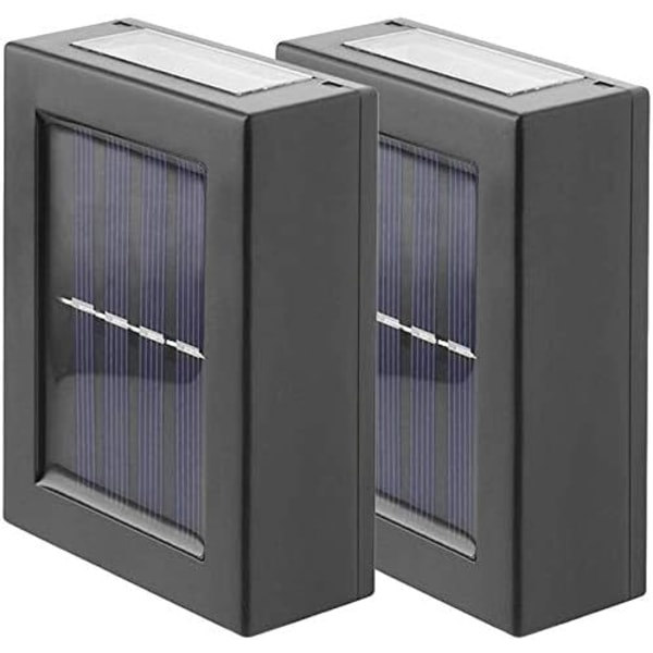 2 stk. Solar vegglampe vanntett utendørs LED vegglampe sol lys vegglampe dekorativ hage topp og bunn lys vegglampe CDQ