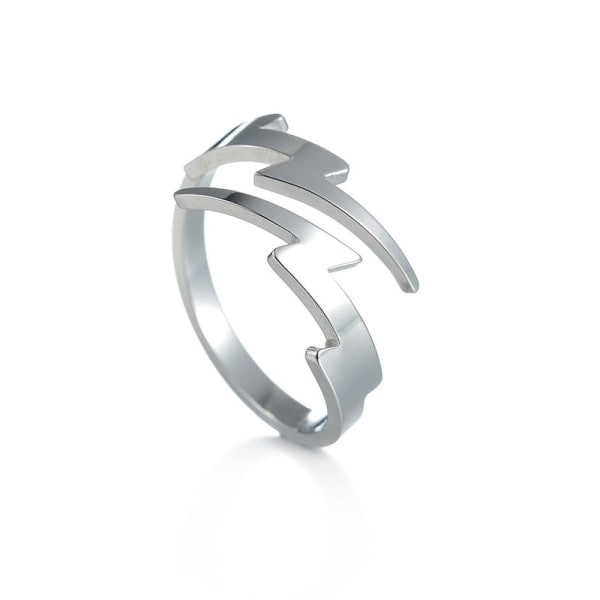 Damring Silver 925 - Blixt Tunn Justerbar Ring 8# 8#