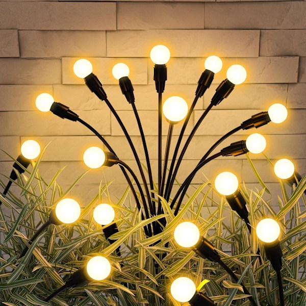 Aurinkokennovalot puutarhaan 2 kpl, 10 LED aurinkokennovaloa, aurinkokennovalot ulkokäyttöön vedenpitävät, aurinkokennovalot, tulikärpästen puutarhavalot