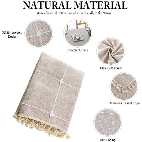 Rectangular Waxed Tablecloth, Outdoor, Stain Resistant, Washable
