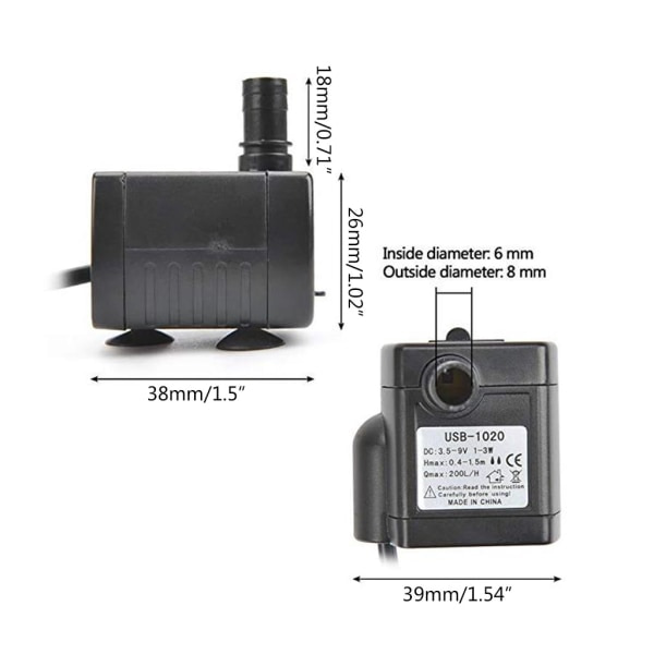 Mini nedsenkbar pumpe Liten fontenepumpe (200L/H) for vannfunksjonsakvarium szq