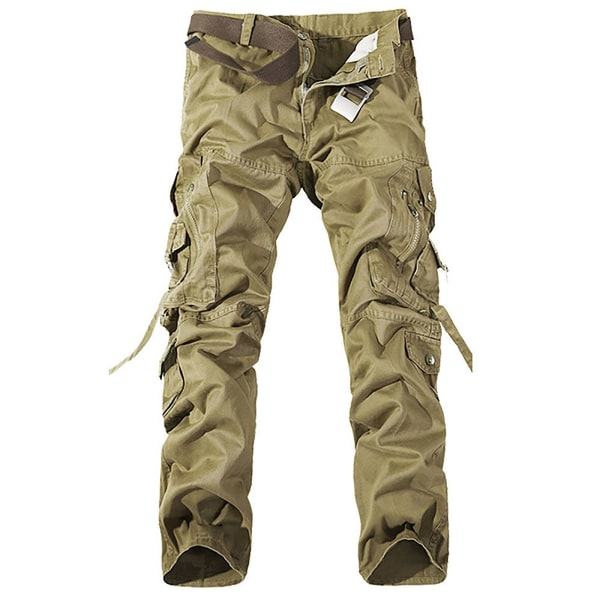 Män Tactical Work Cargo Byxor Army Military Combat Casual Lösa Byxor Khaki 34 zdq