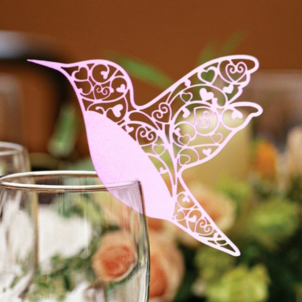 Bröllopsvinglasinläggskort / Fågelpappersskuren form / Festlig Pink 1 PC