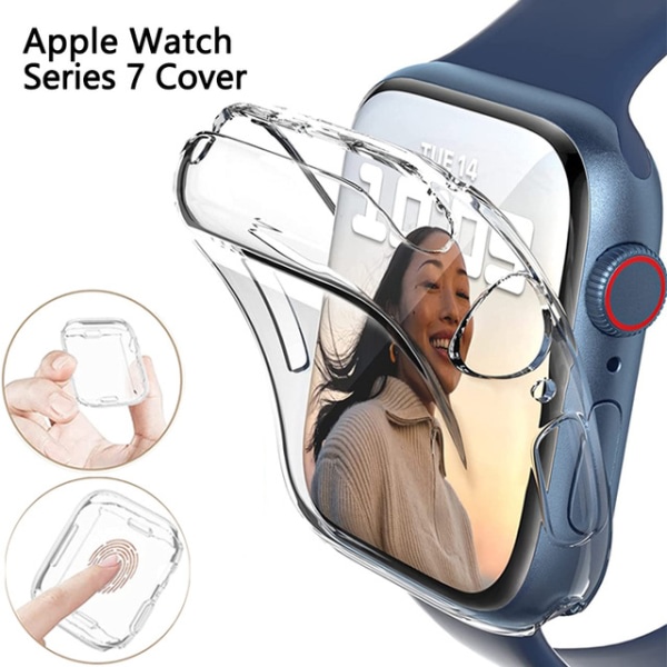 2 stk. Apple Watch etui Tpu skærmbeskytter Transparent farve 45mm Silver 45mm