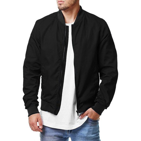 Herr Bomberjacka Långärmad Full Zip Casual Coat Ståkrage Ytterkläder med fickor caramel 4XL zdq