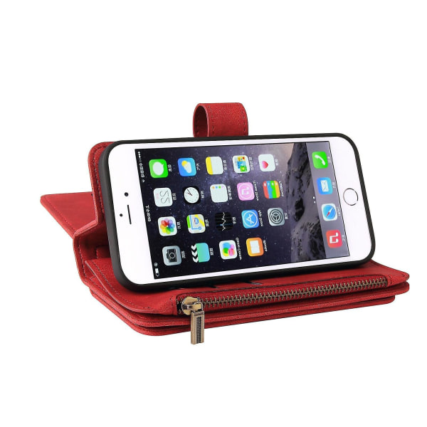 Yhteensopiva Iphonen kanssa 8/7/se 2020 Case Plånbok Flip-korthållare Pu Läder Magnetisk skyddande Flip Cover - Röd null none