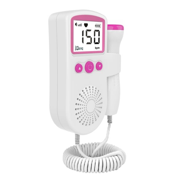 Pink Home Fetal Doppler, Baby Pocket Hjerterytme Doppler Hjertemonitor til Graviditet og Test Clear szq