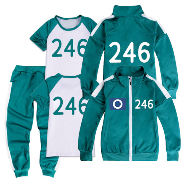 Squid Game 2 Spelare Cosplay Kostym Träningsoverall Komplett Klädset Nr.246 Nr.246 130cm