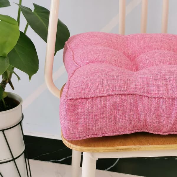 Setepute, tykt polstret polyester med PP-bomullsfyll, for spisestoler, benker og gulv, rosa, 45 x 45 x 10 cm