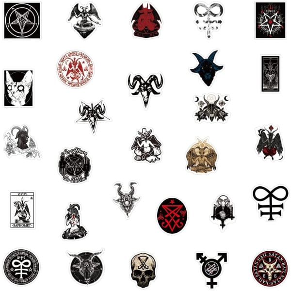CDQ Forpackning med 50 satanisk symbolklistermerke Bærbar telefon Gitarr Skateboard Notebook Bil Motorsykkel Sykkel