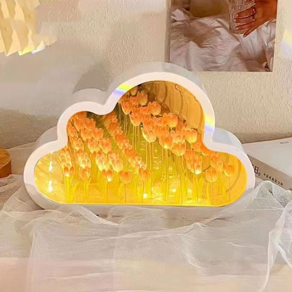 20 Blomstermoln Tulipan Speil Nattlampe, DIY LED Dekorasjon for Soverom (Rosa) Rosa Rosa Parent