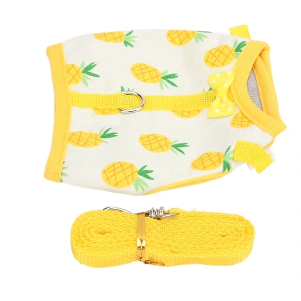 Adjustable Guinea Pig Harness and Leash, Small Pet Clothes, Yellow Pineapple