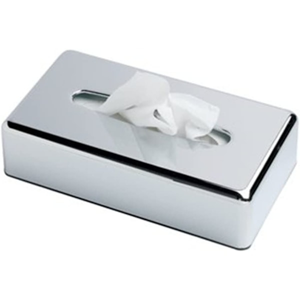Rektangulær Kleenex servietdispenser flad servietdispenser til badeværelsesbordplader (krom sølv)