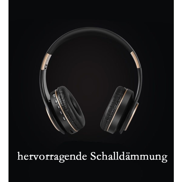 Bluetooth-hovedtelefoner over øret, sorte, kompatible med iPhone/iPad/Android/laptops